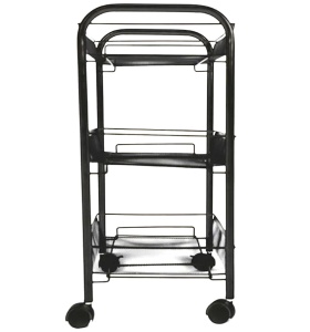 Organizator metalic multifunctional, cu 3 rafturi, cu roti, 64x44x26cm, negru - Img 4
