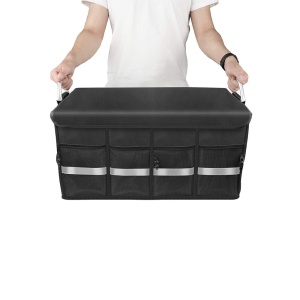 Organizator portbagaj auto, pliabil, cu capac, 3 compartimente mari si buzunare, manere, impermeabil, 60L, 60x35x30cm, negru - Img 7