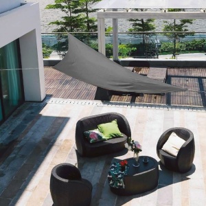 Panza de umbrire triunghiulara, Dimensiune 3.6m, Inele din inox si sfori de fixare, Culoare Gri - Img 3
