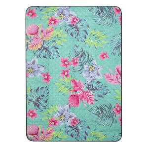 Patura pentru picnic, Model Floral, Dimensiune 200x150cm, Turcoaz