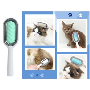 Perie colecatare par pentru caini si pisici, pentru curatare covor, canapea sau haine, umed sau uscat, din silicon, alb-verde - Img 3