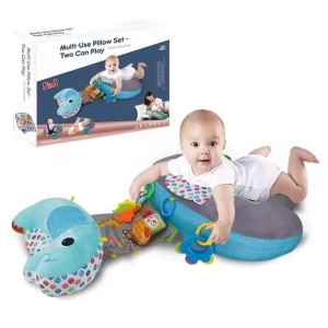 Perna cu activitati pentru bebelusi 0+ luni, 5 in 1, cu jucarii detasabile, in forma de delfin, din plus, Multicolor - Img 8