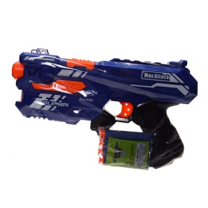 Pistol de jucarie, Max Attack, 4 proiectile din spuma si set de bile gelatinoase, pentru copii 8 ani+, multicolor - Img 1