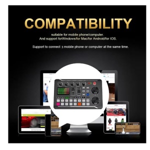 Placa de sunet bluetooth, cu mixer audio, schimbator de voce, 18 efecte de sunet live si mixer pentru microfoane, negru - Img 2