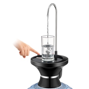 Pompa electrica pentru bidon de apa, automat, incarcare prin usb, cu suport pentru pahar, negru - Img 2