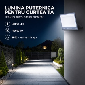 Proiector LED 400W, Iluminat Puternic 40000lm, Pentru exterior sau interior, Protectie IP66 - Img 2