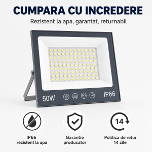 Proiector LED 50W, Iluminat Puternic 5000lm, Pentru exterior sau interior, Protectie IP66 - Img 5