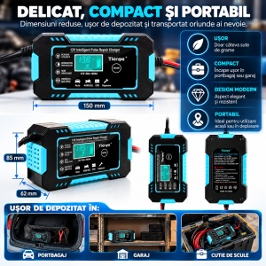 Redresor Auto Smart 12V, 4-100Ah, Reparare Baterie prin Impulsuri, Display LCD, Mod Iarna/Vara, Auto/Moto - Img 8