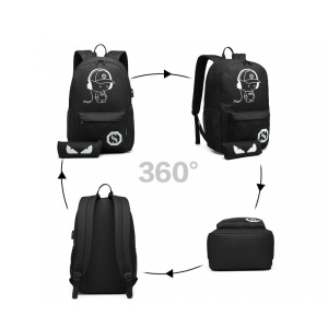 Rucsac Music Boy Design,Ghiozdan pentru scoala, Fosforescent, Protectie Antifurt - Img 5