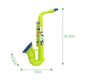 Saxofon de jucarie, din Plastic, 32.2x13x8.2cm, pentru Copii de 3 ani+, Verde/Portocaliu - Img 8