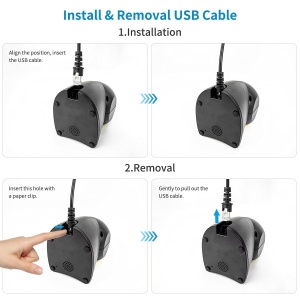 Scaner de coduri de bare cu cablu USB, 1D 2D QR, Omnidirectional, negru-galben - Img 9