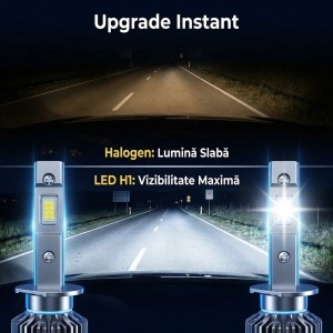 Set 2 becuri LED W H1 120W, 15000Lm, 12V, 6000K, lumina alb-rece - Img 3