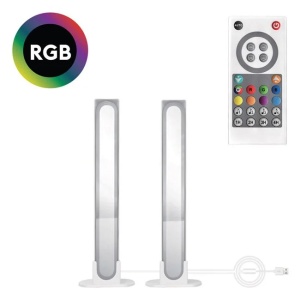 Set 2 lampi LED RGB cu oglinda, 36 LED-uri, 5W, USB, Telecomanda, moduri muzica si efecte dinamice