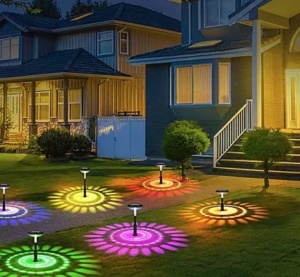 Set 2 lampi solare pentru gradina model floarea soarelui, Lumina multicolora - Img 6
