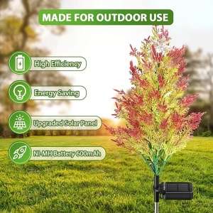 Set 2 Lampi Solare tip Copac cu 8 LED-uri, 74cm, Senzor de lumina, 800mAh, IP65, Multicolor - Img 10