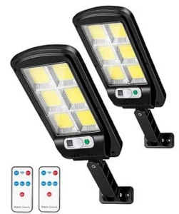 Set 2 Lampi Stradale Solare 150 LED COB cu 6 CASSETE cu Panou Solar Senzor de Miscare Lumina si Telecomanda Inclusa - Img 1