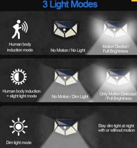 Set 3 Lampi ULTRA 100 LED Solare cu senzor de miscare si lumina 3 moduri ILUMINARE - Img 5
