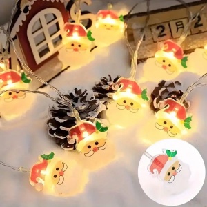 Set 5 Instalatii Luminoase de Craciun cu Figurine in Forma de Mos Craciun, 5x2m, 5x10 LED-uri, Multicolor - Img 3