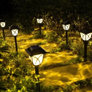 Set 6 lampi solare decorative de gradina tip felinar, Iluminare ambientala, Rezistente la exterior - Img 2