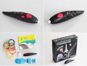 Set Creion Stilou 3D cu Filamente Multicolore de 1.75mm si incarcare USB, Negru/Roz - Img 5