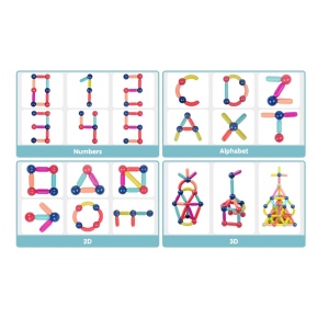 Set cu 46 de piese magnetice de constructie, pentru copii 3 ani+, plastic, usoare si rezistente, multicolor - Img 5