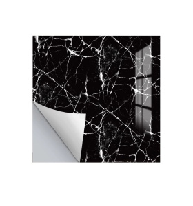 Set cu 5 placi autoadezive decorative, pentru perete, model marmura, din PVC, 60x60cm, negru/alb/crem - Img 6