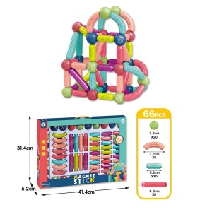 Set cu 66 de piese magnetice de constructie, pentru copii 3 ani+, plastic, usoare si rezistente, multicolor - Img 8