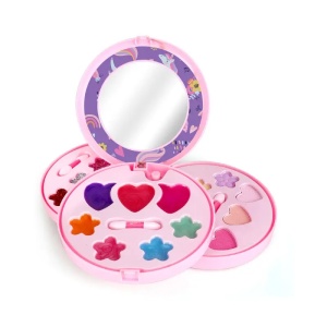 Set cu Paleta de Machiaj pe 3 Nivele, pentru Copii 5 ani+, cu Oglinda, Plastic, Roz - Img 1