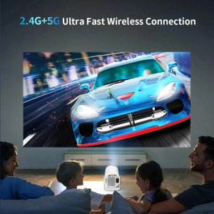 Set cu proiector de jocuri 3D, X10 Plus, 2 controlere, 4K, 60W, 5G Wi-Fi, 10.1x10.35cm, alb - Img 3
