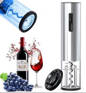 Set cu tirbuson electric si cutter pentru vin, Incarcare USB, Argintiu - Img 2