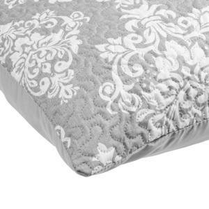 Set Cuvertură Pat 2 Persoane 220x240cm cu 2 Fețe de Pernă 49x68cm, Model floral, Culoare Gri deschis - Img 5
