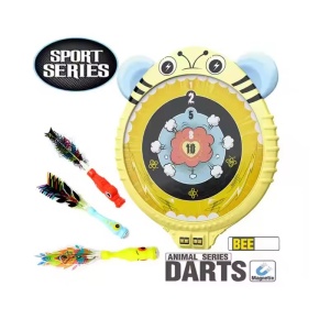 Set Darts pentru copii 3 ani+, cu tabla magnetica cu scor si 3 sageti cu magnet, 25.5x30x2.5 cm, Albastru/Galben/Rosu/Verde - Img 4