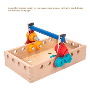 Set de joaca bricolaj, pentru copii 3 ani+, din lemn, cu 44 piese, 25x15cm, multicolor - Img 4