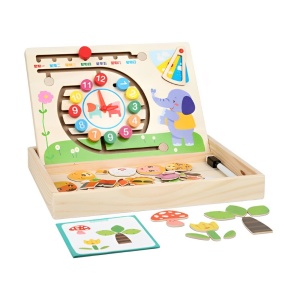 Set Educativ Montessori din Lemn, cu Puzzle, Labirint cu Margele si Asociere Alfabetica si Numerica, multicolor - Img 5