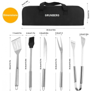 Set Grunberg 5 ustensile pentru gratar din inox cu geanta inclusa - Img 3