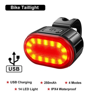 Set Lumini Bicicleta, Far si Stop LED, Reincarcabile USB, Rezistente la apa, Negru - Img 8