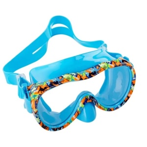 Set Masca Inot si Tub pentru Snorkeling, Model Dinozauri, pentru Copii 6-12 Ani, Bleu-Multicolor - Img 2