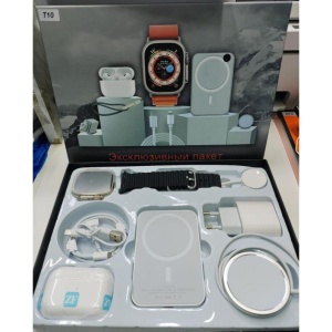 Set modern 6 in 1 cu ceas inteligent 49mm, ecran 2", powerbank, casti in-ear, incarcator si cabluri, portocaliu - Img 2