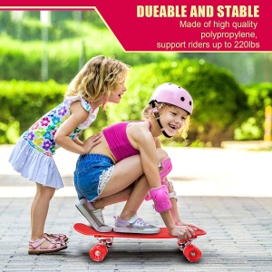 Skateboard cu Lumini, pentru copii de 4 ani+, rulmenti ABEC-7, roti din silicon, 55 x 14.5 cm, Albastru/Rosu - Img 6
