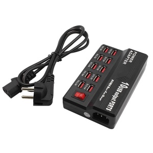 Statie de Incarcare 60W cu 10 Porturi Smart USB, Fast Charging, Universal, Negru - Img 1