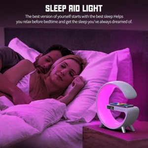 Statie de incarcare mobil cu iluminare RGB si boxa Bluetooth, Alb - Img 4
