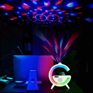Statie Incarcare 3 in 1 cu lampa RGB, Wireless, Boxa Bluetooth, Ceas Digital - Img 7