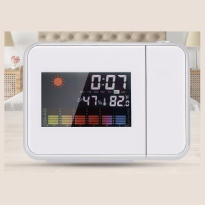 Statie meteo digitala cu ceas, calendar, proiector laser, display LCD 3.7", Alb - Img 6