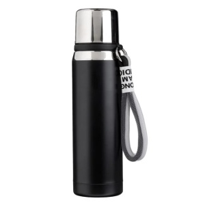 Sticla izoterma din otel inoxidabil cu siret, capacitate 700ml, negru - Img 1