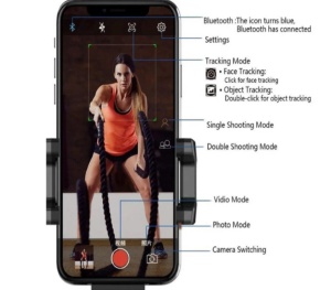 Suport Automat pentru Telefon cu Tracking, Camera, Difuzor, Bluetooth, 360°, Portabil, Negru - Img 4