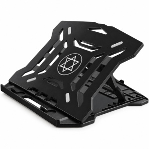 Suport laptop pliabil, 8 trepte de înclinare, Platforma perforata, Suport pentru telefon, Negru