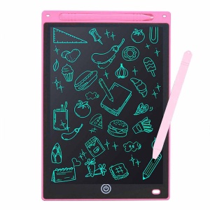 Tableta grafica pentru copii, Display de 12", cu Buton de blocare si stergere, Stilou, Roz - Img 1