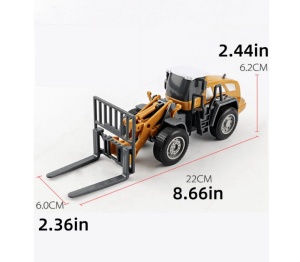 Tractor de jucarie cu furca pentru stivuitor, pentru copii de 3 ani+, plastic, 16cm, galben - Img 6