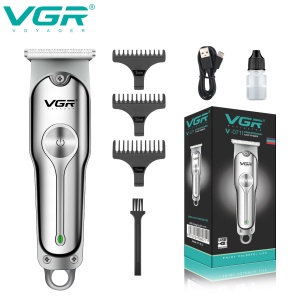 Trimmer Profesional VGR V-071, Lama T din Otel Inoxidabil, Autonomie 120 Minute, Incarcare USB, 3 Piepteni Inclusi, Argintiu