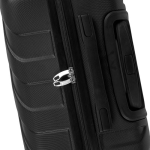 Troler negru cu dungi reliefate, Capacitate 90L, Dimensiune 45x25x67cm - Img 3